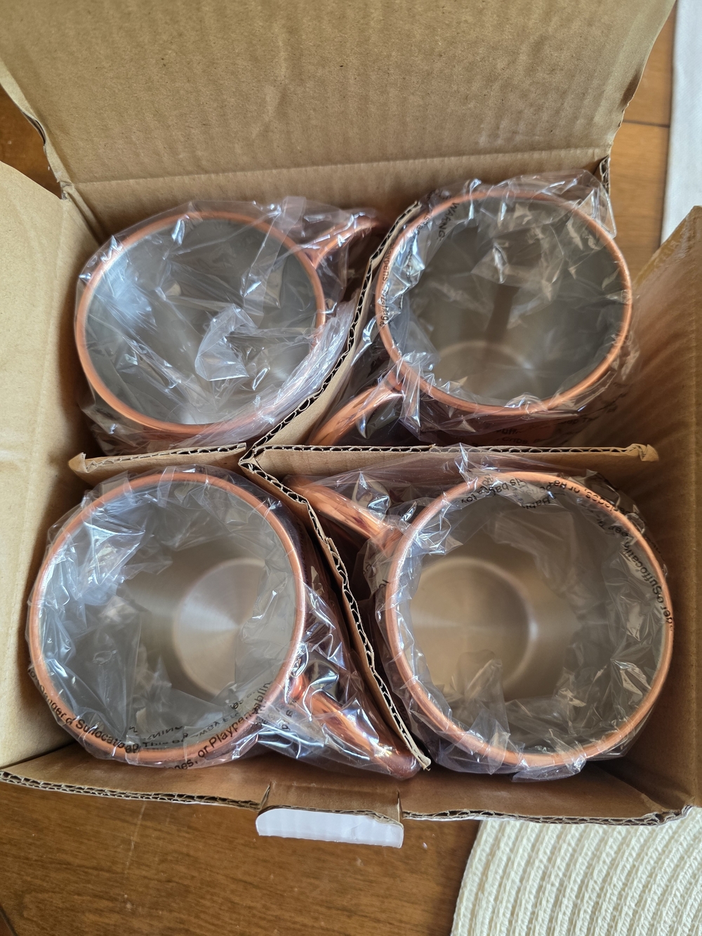 Copper-Tone Stainless Steel Coffee Mugs - Set of 4